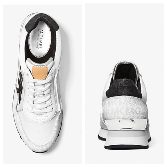 MICHAEL KORS Maddy Two-Tone Logo Trainer Sneakers Size 9.5 M - Picture 3 of 11